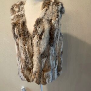 Ellison Fur Vest in Cream and Brown size Large